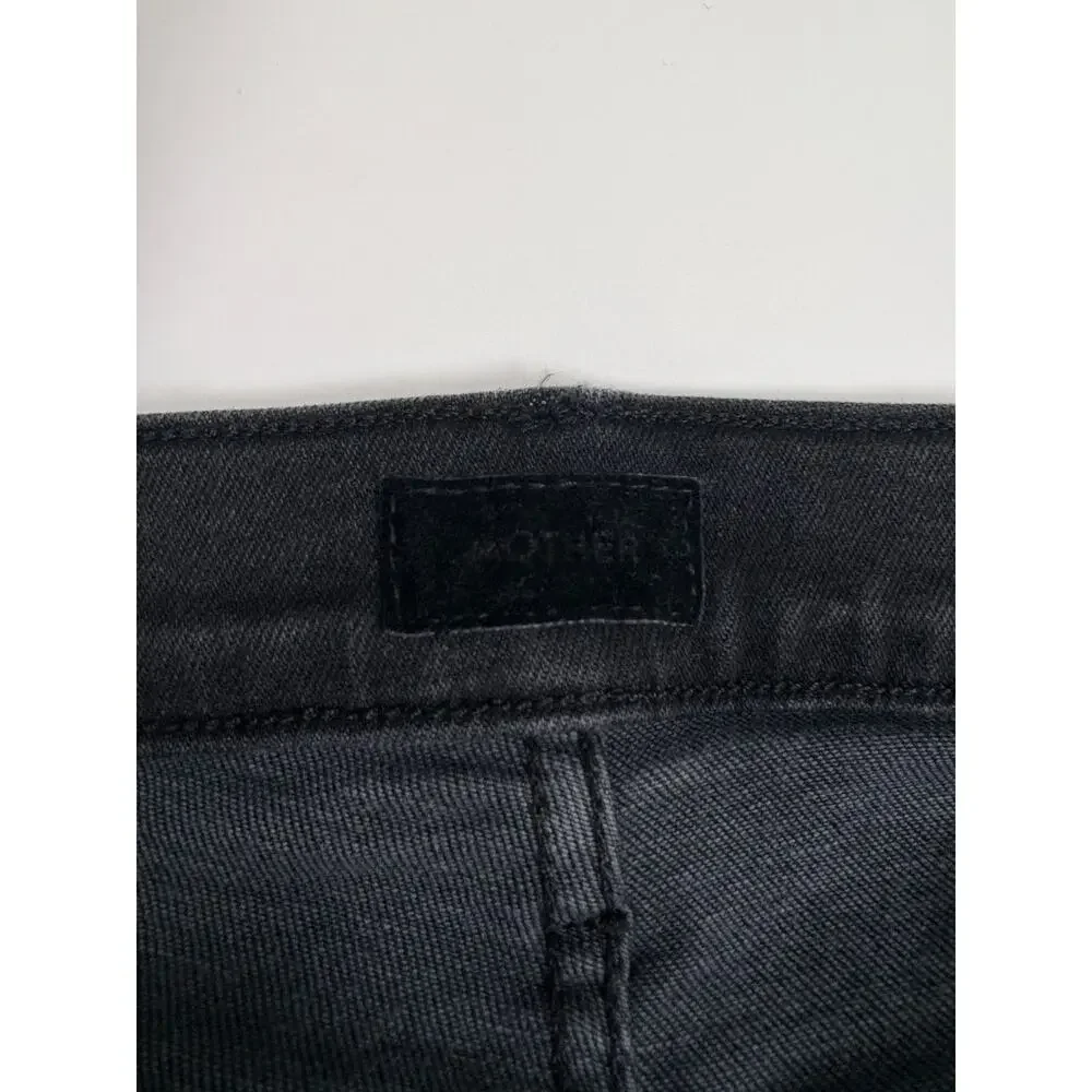 MOTHER Rambler Zip Sneak Washed Black Straight Leg Jeans Patch Pocket 25 Capsule - Picture 6 of 16